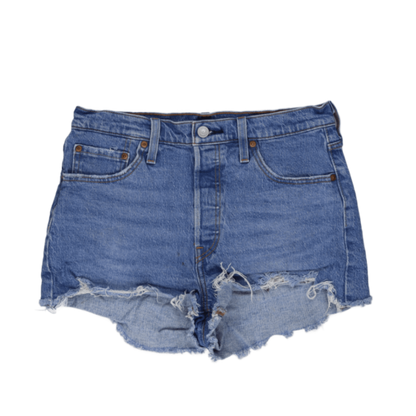 Levi's 501 Womens Mid Blue Distressed Denim Shorts W31 100 Cotton Vintage