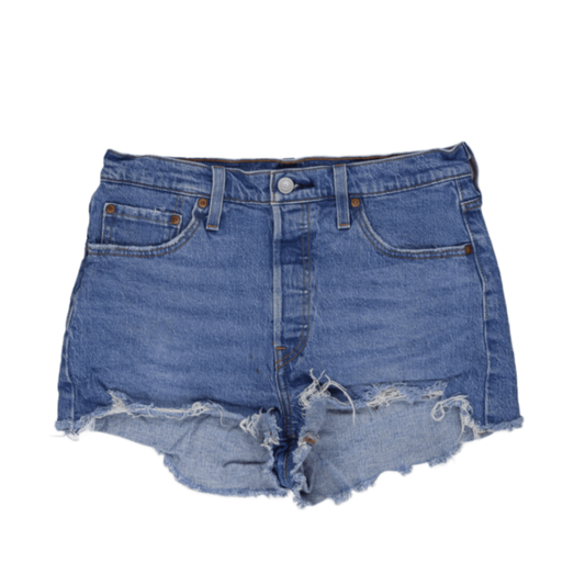 Levi's 501 Womens Mid Blue Distressed Denim Shorts W31 100 Cotton Vintage