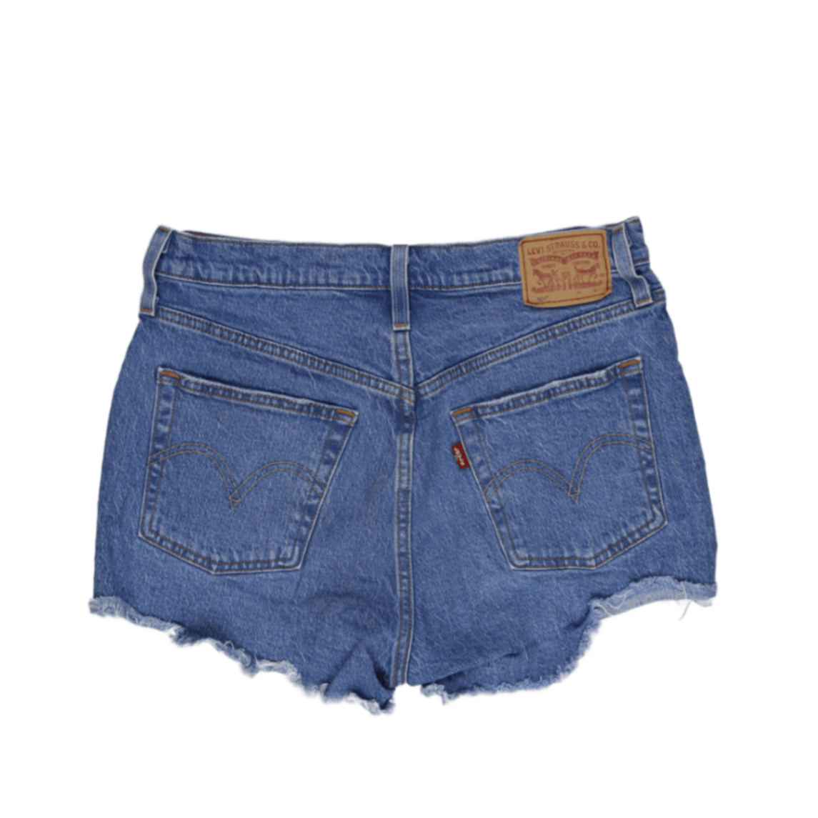Levi's 501 Womens Mid Blue Distressed Denim Shorts W31 100 Cotton Vintage
