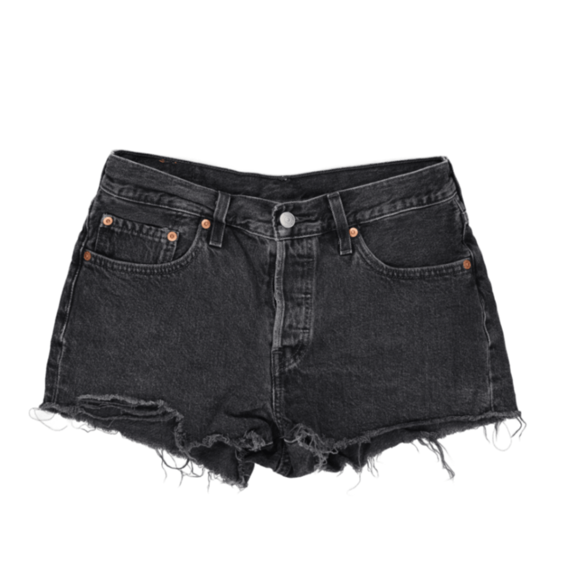 Levi's 501 High Rise Black Denim Shorts W31 L30 100% Cotton Vintage Women's Clothing