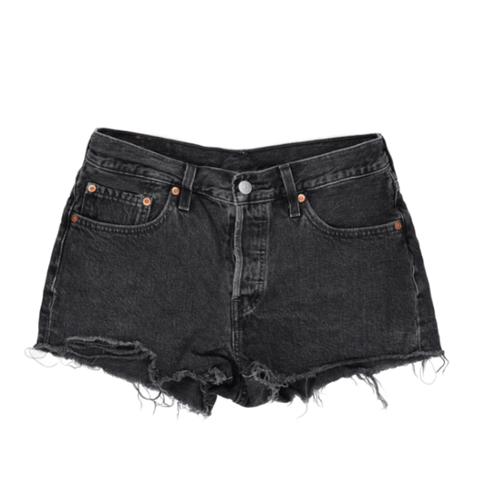 Levi's 501 High Rise Black Denim Shorts W31 L30 100% Cotton Vintage Women's Clothing