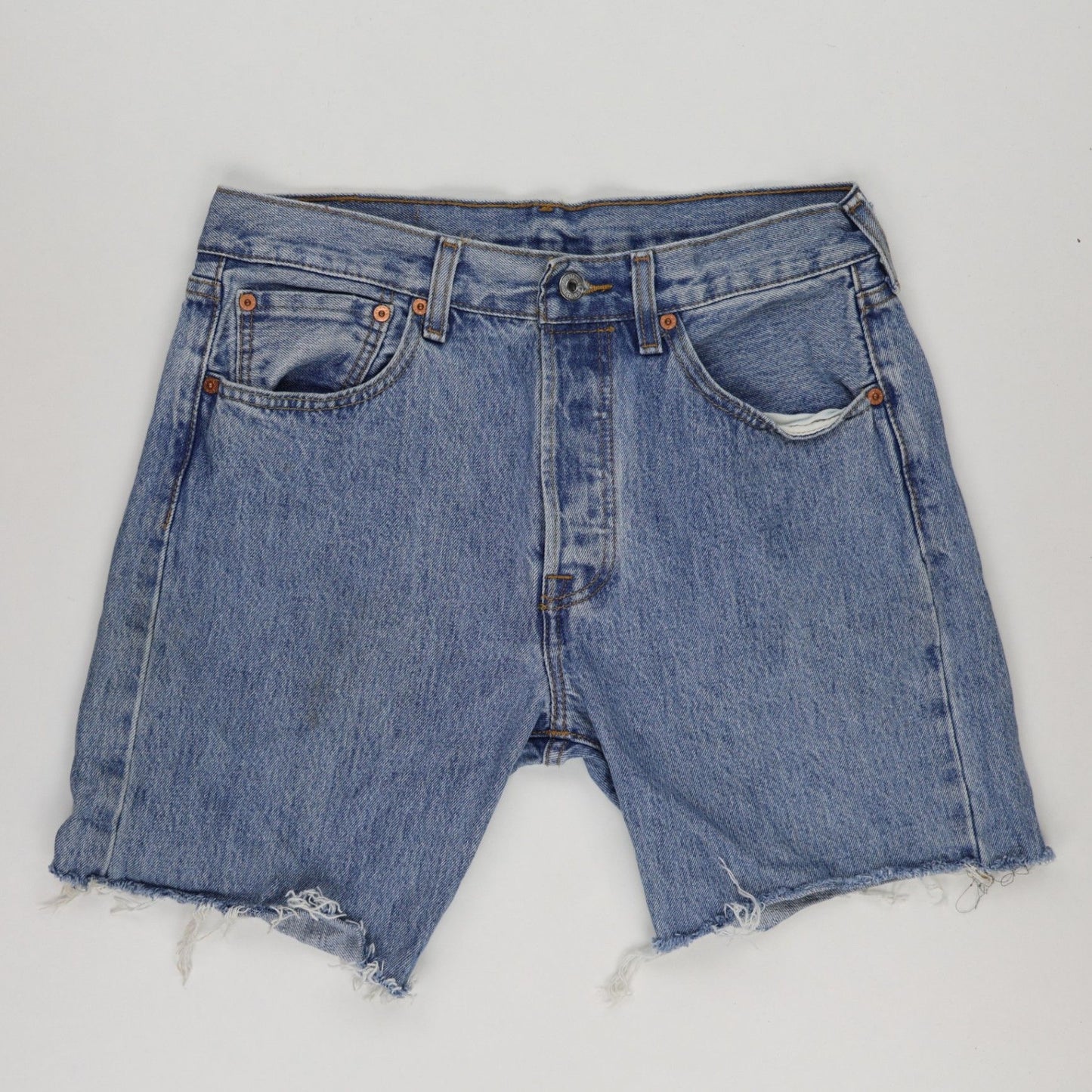 Levi's 501 Vintage Distressed Denim Cut Off Shorts Blue W31 L30 100 Percent Cotton