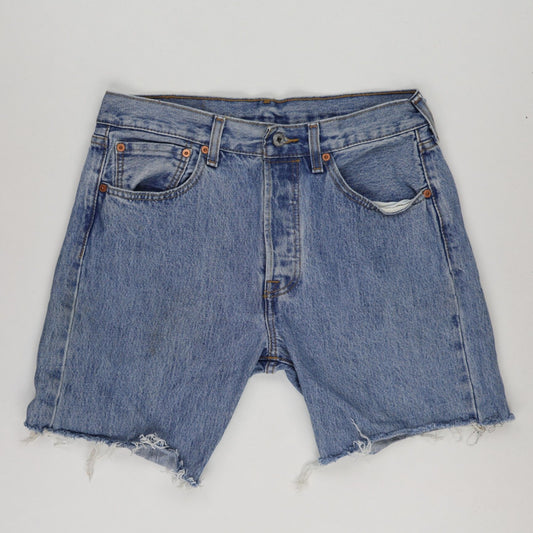 Levi's 501 Vintage Distressed Denim Cut Off Shorts Blue W31 L30 100 Percent Cotton