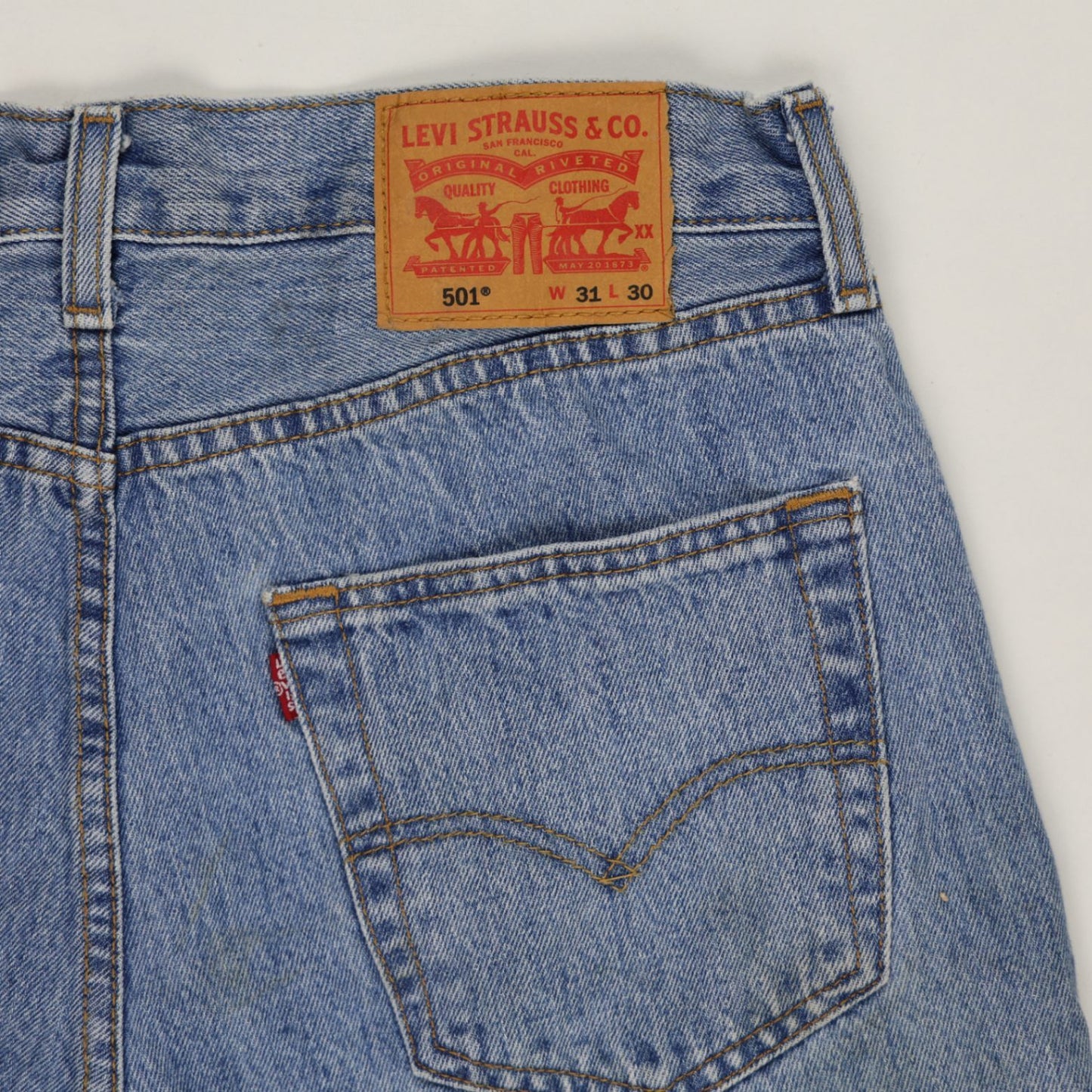 Levi's 501 Vintage Distressed Denim Cut Off Shorts Blue W31 L30 100 Percent Cotton