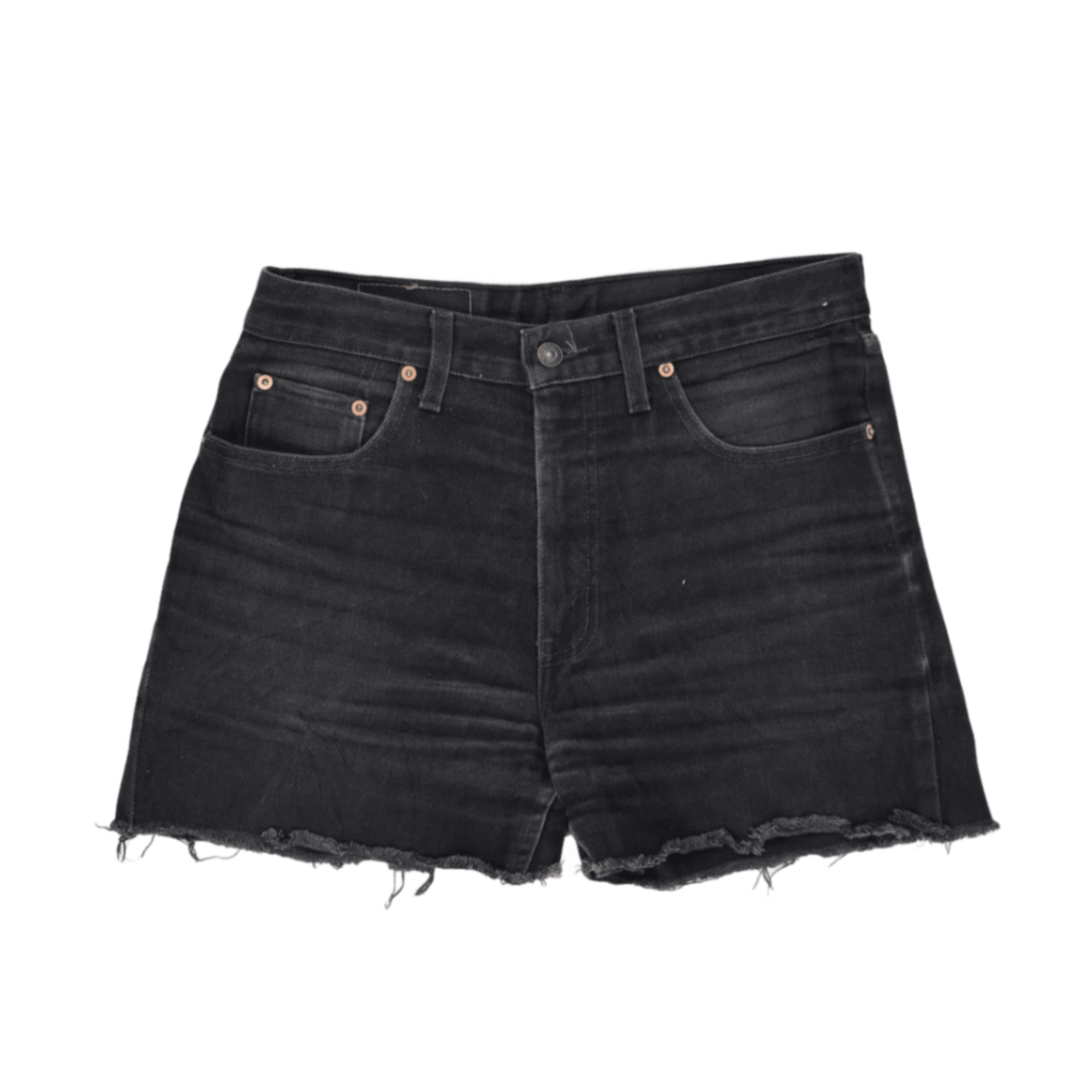 Levi's Vintage Black Denim High Waist Cut-Off Shorts W32 L32 Cotton