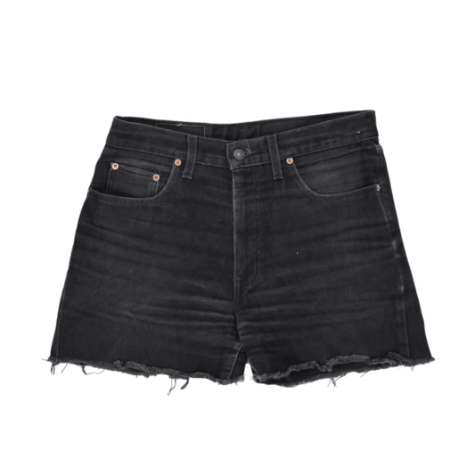 Levi's Vintage Black Denim High Waist Cut-Off Shorts W32 L32 Cotton