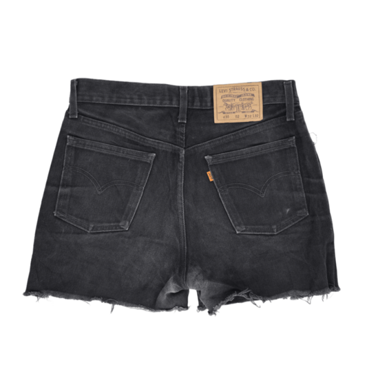 Levi's Vintage Black Denim High Waist Cut-Off Shorts W32 L32 Cotton