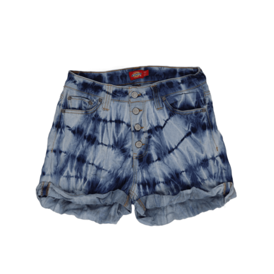 Dickies High Waist Denim Shorts Blue Tie Dye Size 28 Cotton Denim Vintage