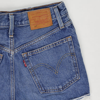 Levi's Premium 501 High Rise Distressed Denim Shorts Blue W28 Cotton Vintage