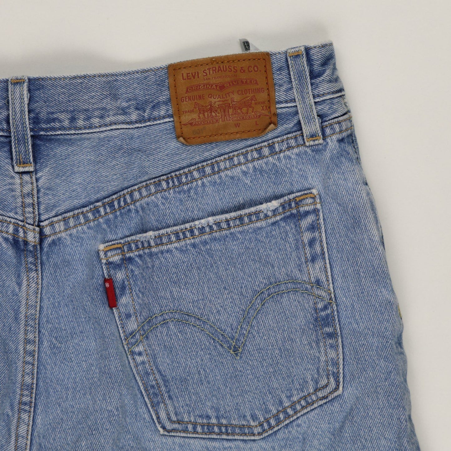 Levi's Vintage High Waisted Distressed Denim Shorts Light Blue W30 Cotton