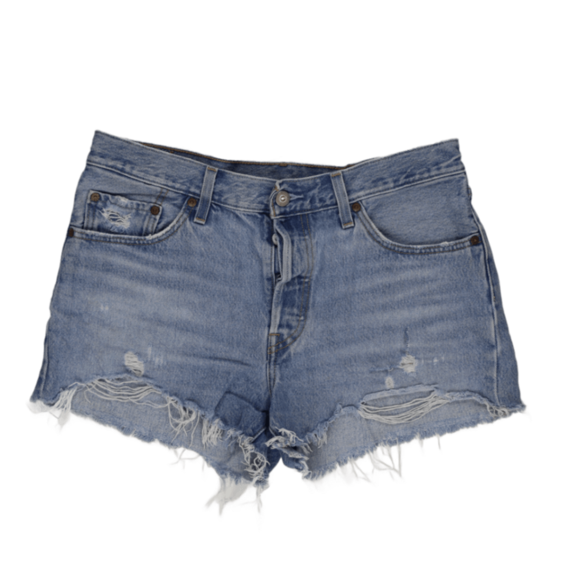Levi's Vintage High Waisted Distressed Denim Shorts Light Blue W30 Cotton