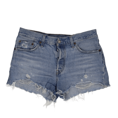Levi's Vintage High Waisted Distressed Denim Shorts Light Blue W30 Cotton