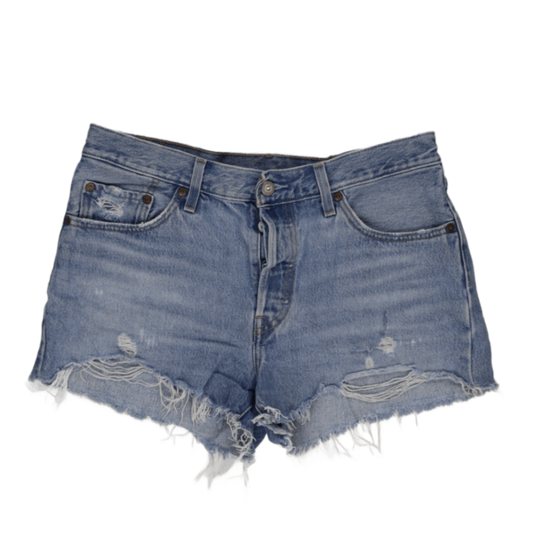 Levi's Vintage High Waisted Distressed Denim Shorts Light Blue W30 Cotton