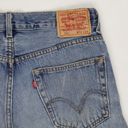Levi's 550 Relaxed Fit Vintage Denim Cut-Off Shorts Blue W33 L34 100% Cotton