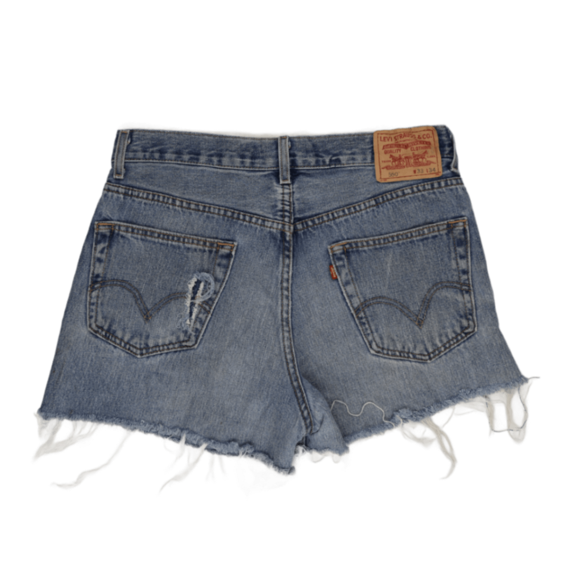 Levi's 550 Relaxed Fit Vintage Denim Cut-Off Shorts Blue W33 L34 100% Cotton