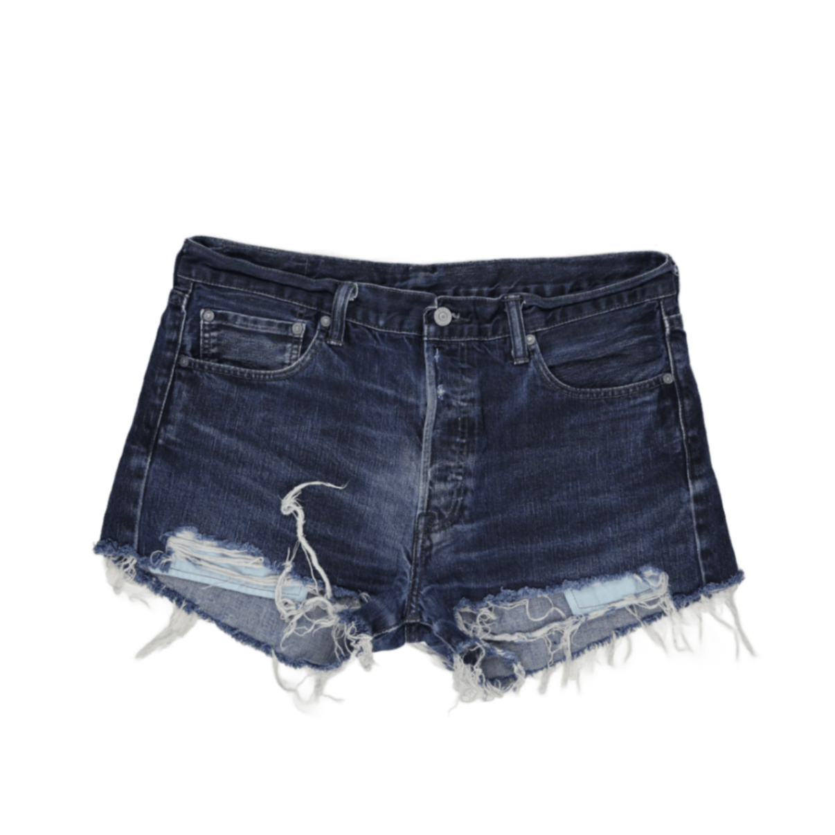 Levi's 501 Distressed Denim Shorts Blue W34 100 Percent Cotton Vintage