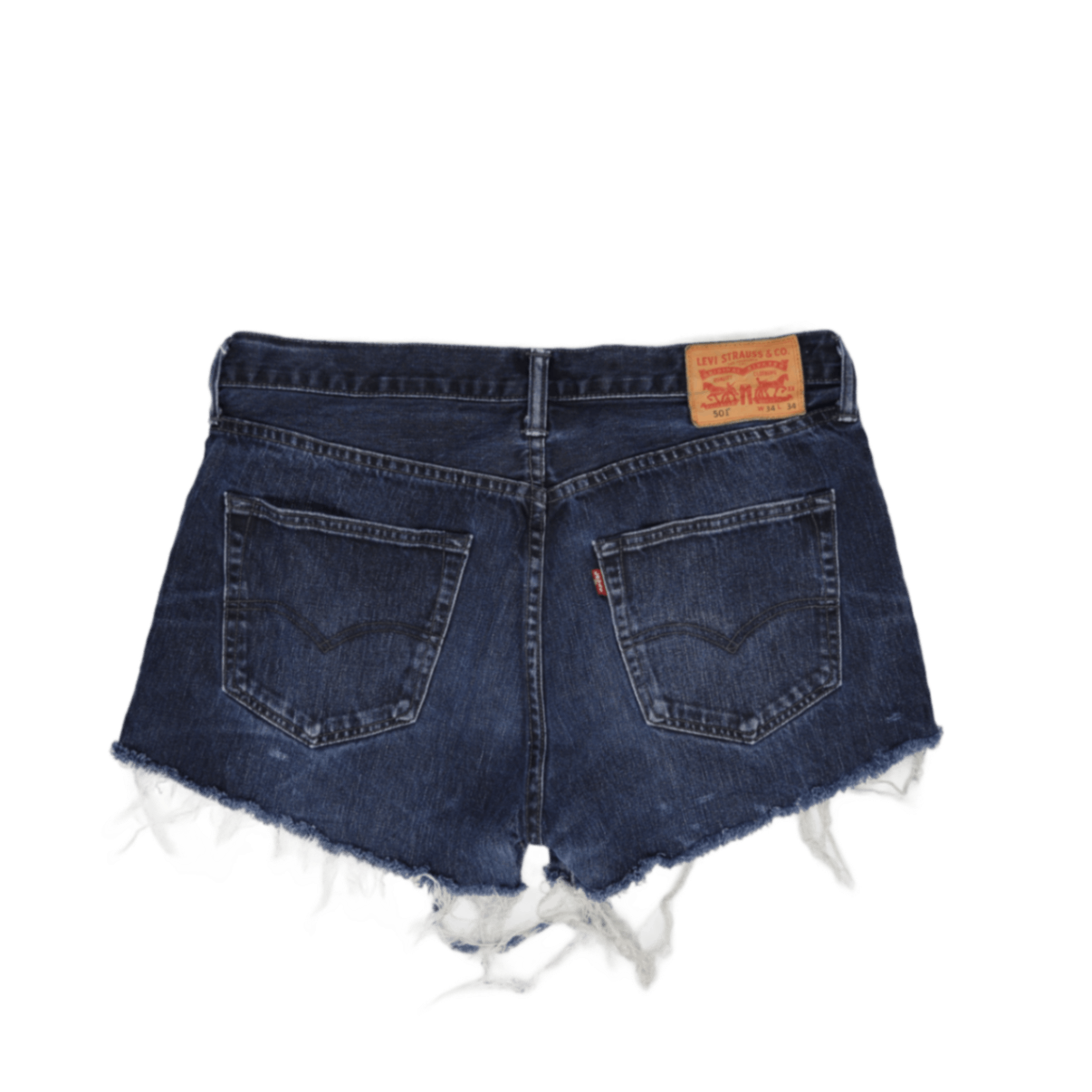 Levi's 501 Distressed Denim Shorts Blue W34 100 Percent Cotton Vintage