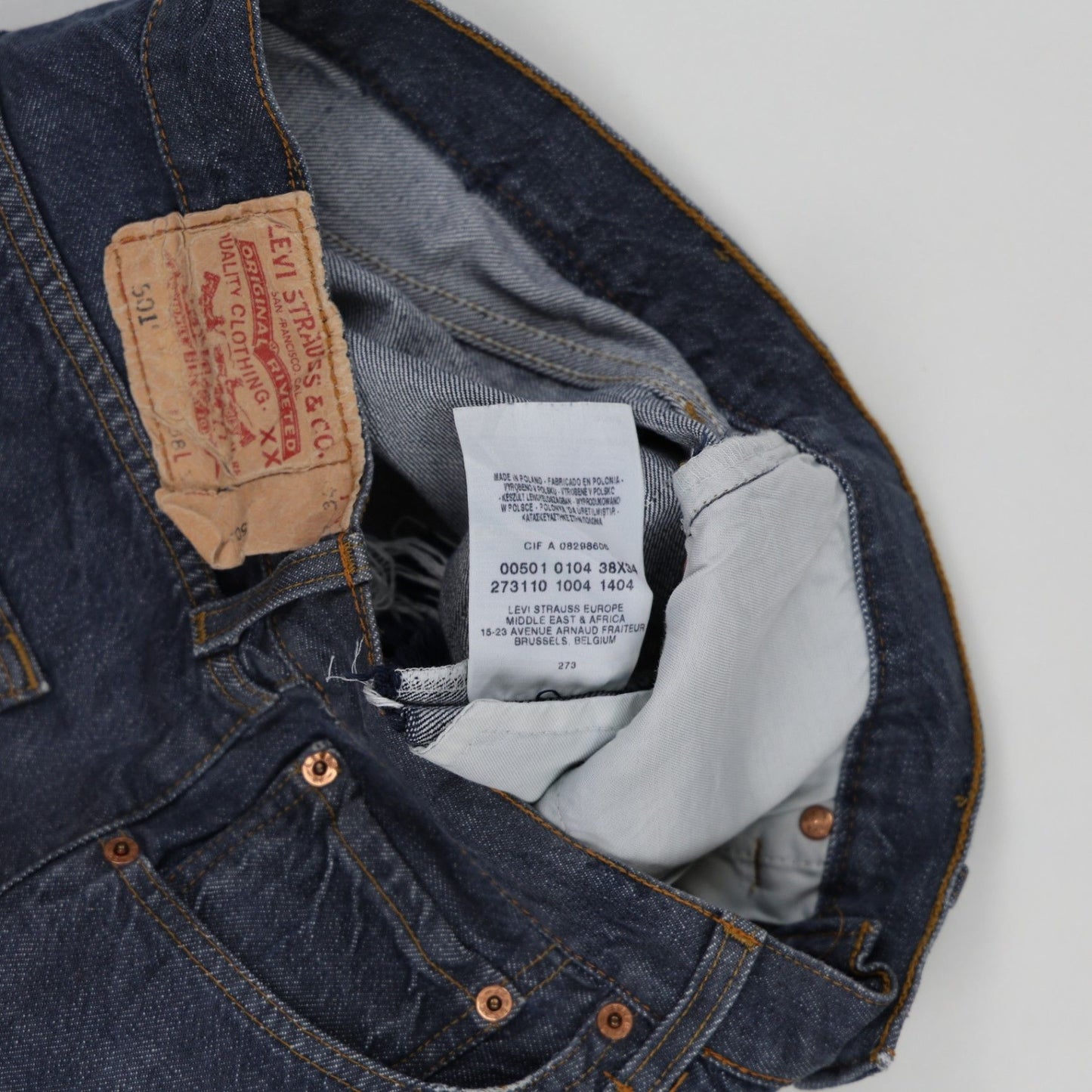 Levi's 501 High Rise Denim Shorts Vintage Blue 38W Cotton Denim