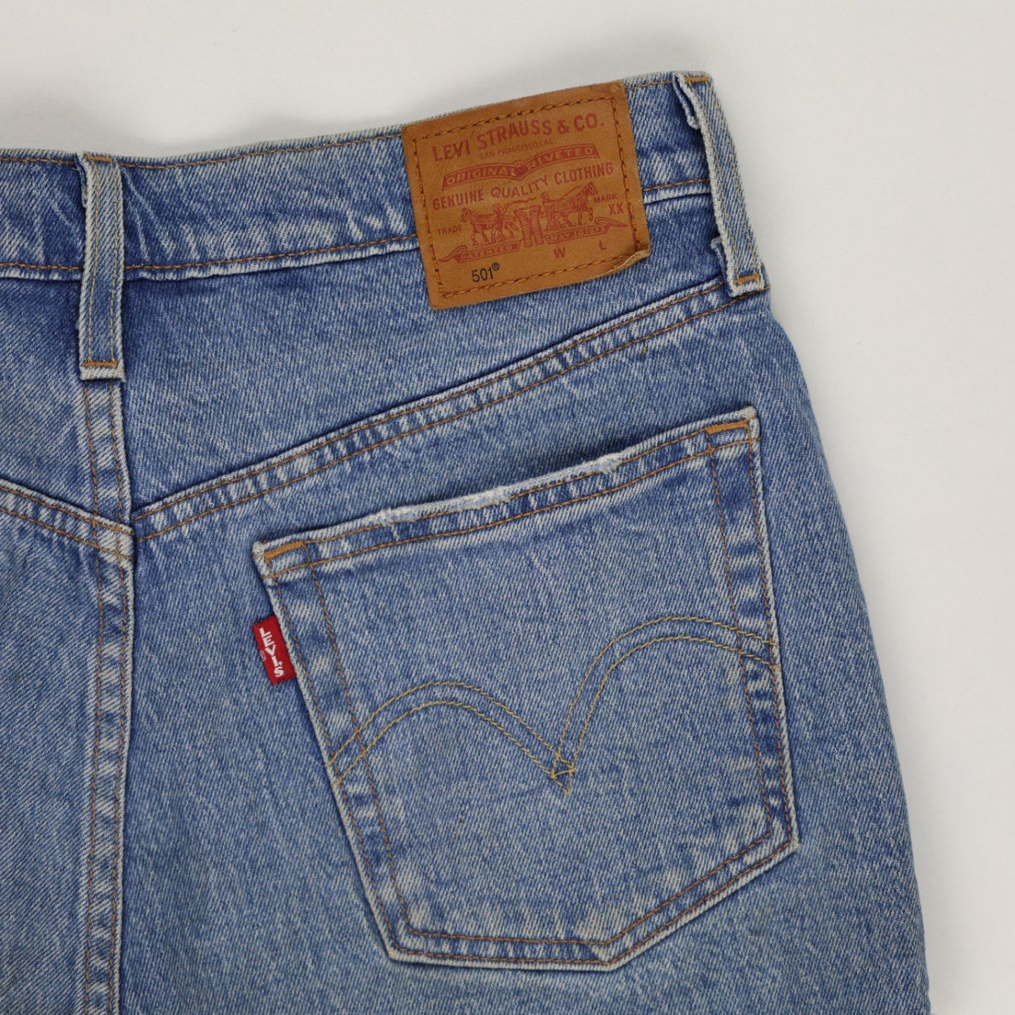 Levi's 501 Vintage High Waisted Distressed Denim Shorts Blue W30 Cotton