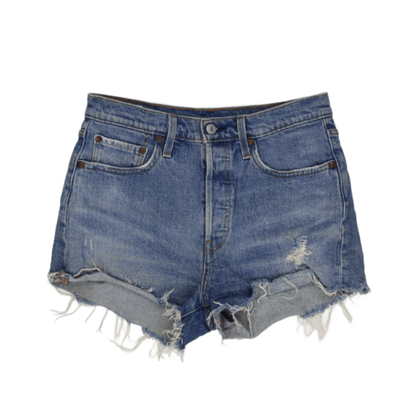 Levi's 501 Vintage High Waisted Distressed Denim Shorts Blue W30 Cotton