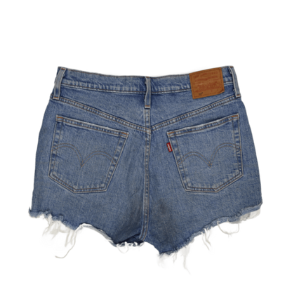Levi's 501 Vintage High Waisted Distressed Denim Shorts Blue W30 Cotton