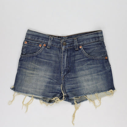 Levi's 525 Distressed Denim Shorts Blue W27 L34 Cotton Vintage