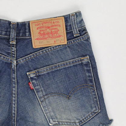 Levi's 525 Distressed Denim Shorts Blue W27 L34 Cotton Vintage