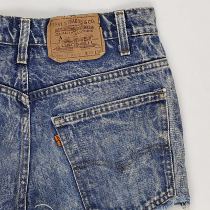 Levi's High-Waist Distressed Vintage Denim Shorts Blue W30 Cotton