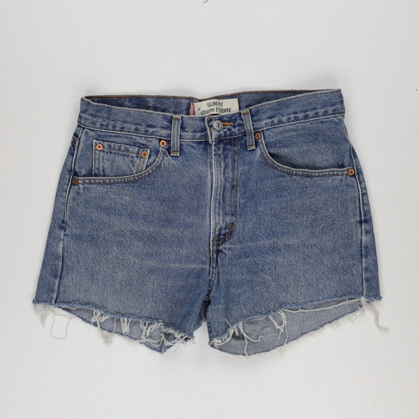 Levi's 516 Vintage Slim Fit Denim Shorts Blue 32W Cotton Hand-Painted