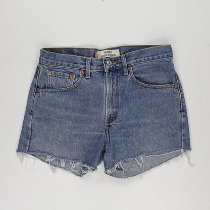 Levi's 516 Vintage Slim Fit Denim Shorts Blue 32W Cotton Hand-Painted
