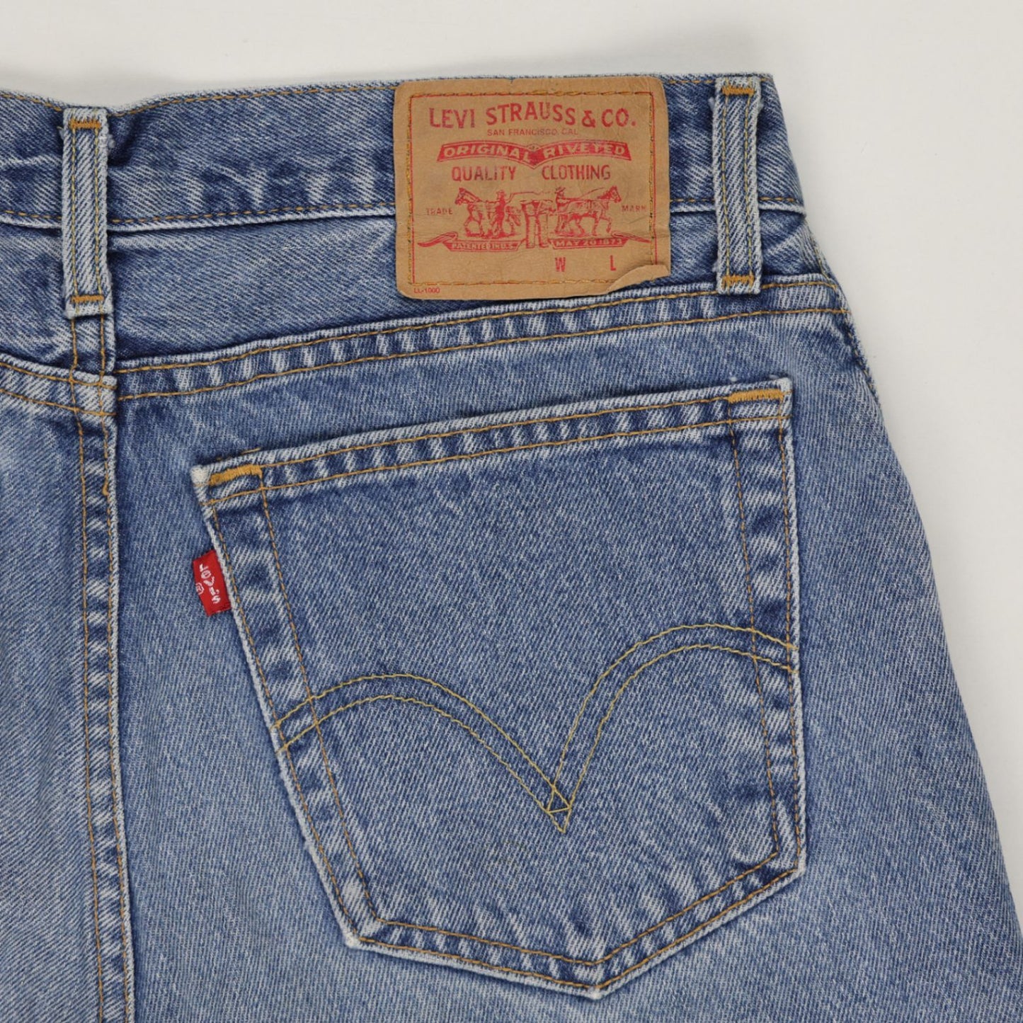 Levi's 516 Vintage Slim Fit Denim Shorts Blue 32W Cotton Hand-Painted
