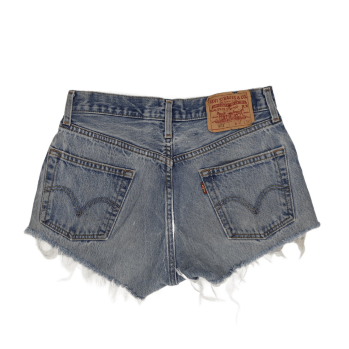 Levi's 501 Vintage High Waisted Distressed Denim Cut-Off Shorts Blue W31 L36 100% Cotton