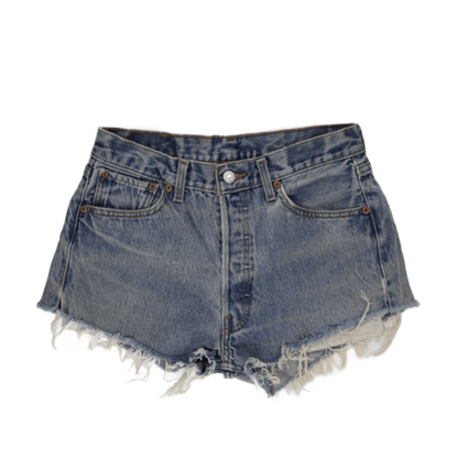Levi's 501 Vintage High Waisted Distressed Denim Cut-Off Shorts Blue W31 L36 100% Cotton