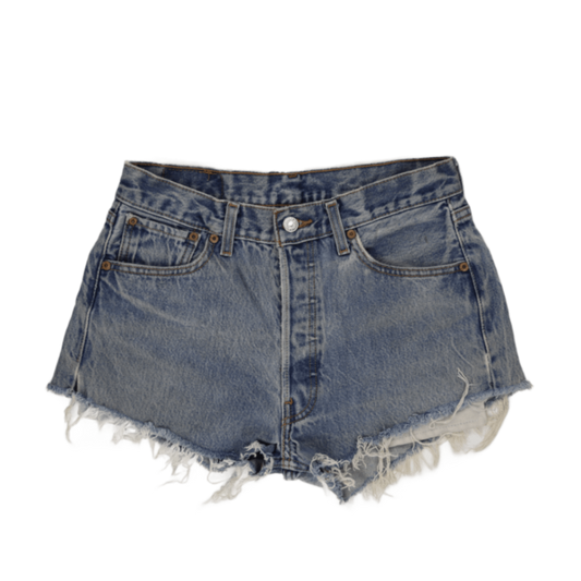 Levi's 501 Vintage High Waisted Distressed Denim Cut-Off Shorts Blue W31 L36 100% Cotton