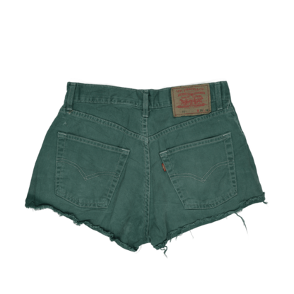 Levi's 551 High Waist Vintage Green Denim Cut Off Shorts W30 L32 Medium