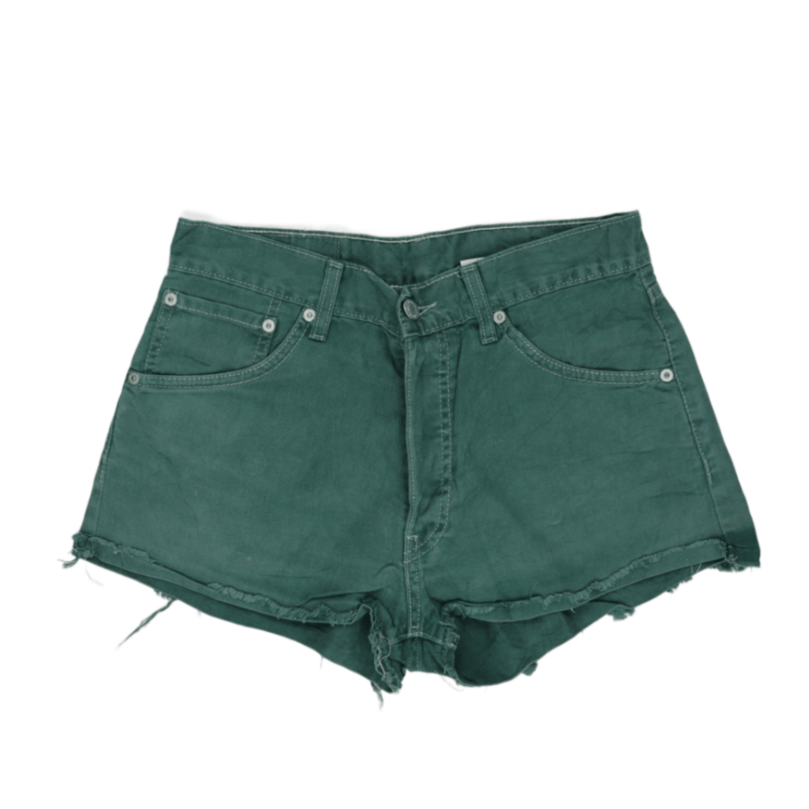 Levi's 551 High Waist Vintage Green Denim Cut Off Shorts W30 L32 Medium