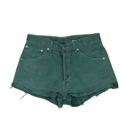 Levi's 551 High Waist Vintage Green Denim Cut Off Shorts W30 L32 Medium