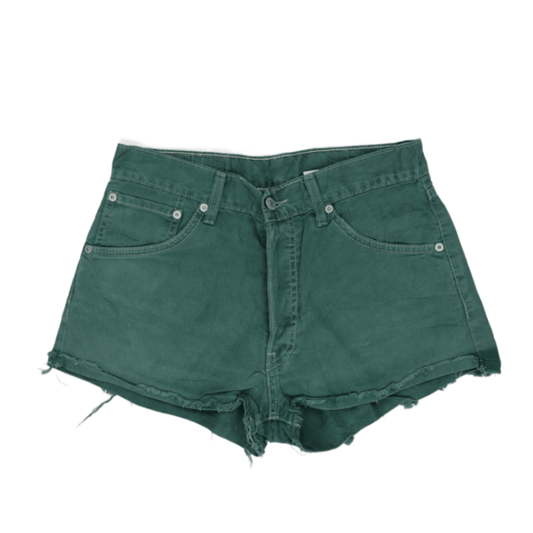 Levi's 551 High Waist Vintage Green Denim Cut Off Shorts W30 L32 Medium