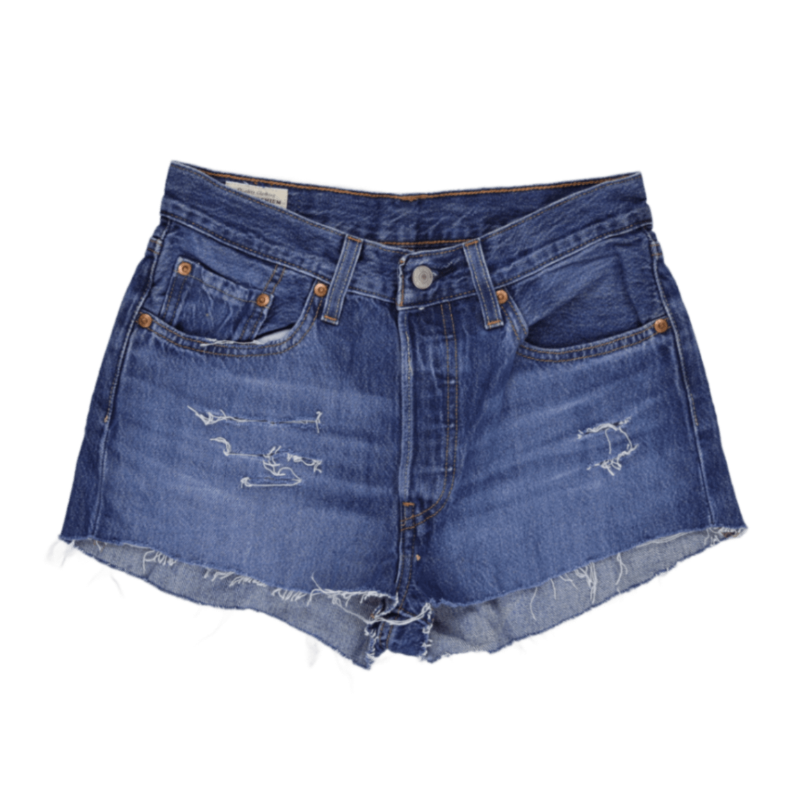Levi's 501 High Waisted Distressed Denim Shorts Blue W34 100% Cotton Vintage