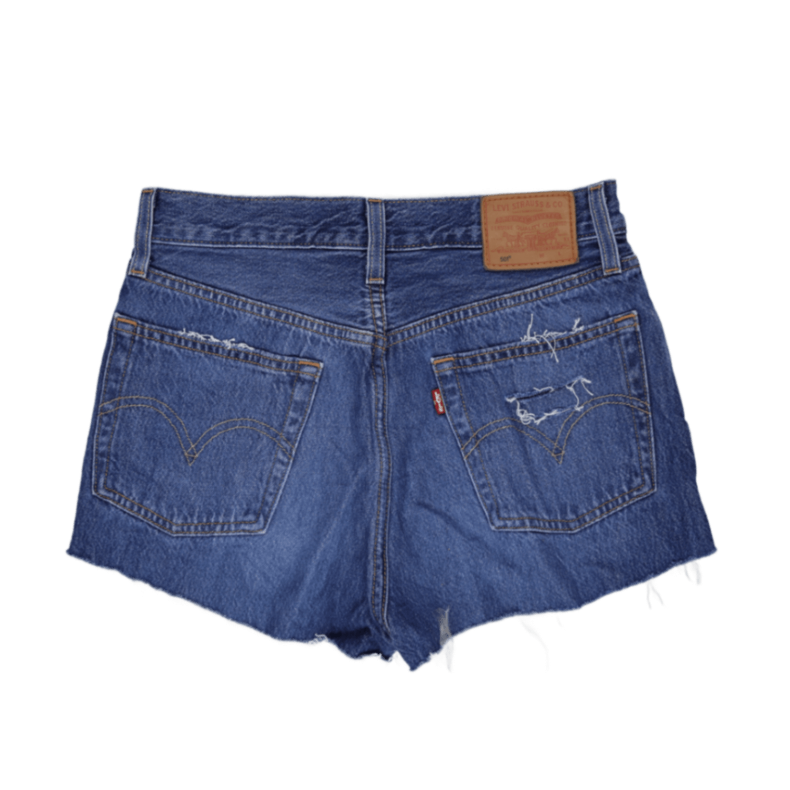 Levi's 501 High Waisted Distressed Denim Shorts Blue W34 100% Cotton Vintage