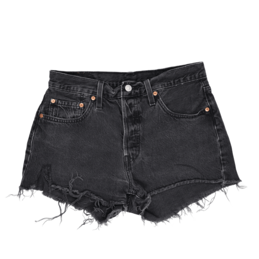 Levi's 501 Black High-Waisted Denim Shorts Womens W28 100 Cotton Vintage