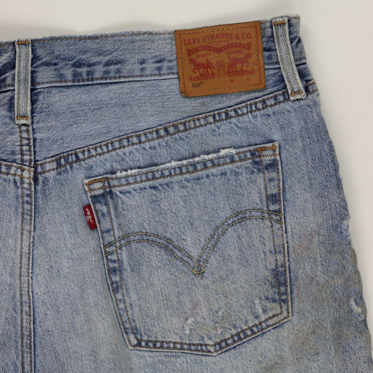 Levi's 501 Distressed Denim Shorts Light Blue W31 100 Cotton Vintage Women's