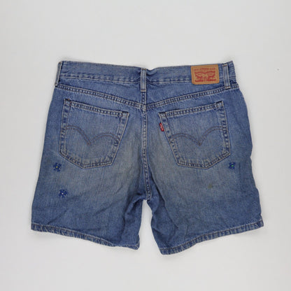 Levi's Vintage Floral Embroidered High Waisted Denim Shorts Blue W28 Cotton