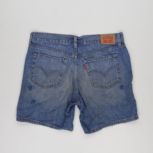 Levi's Vintage Floral Embroidered High Waisted Denim Shorts Blue W28 Cotton
