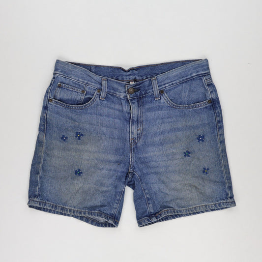 Levi's Vintage Floral Embroidered High Waisted Denim Shorts Blue W28 Cotton