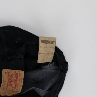 Levi's 501 Black Denim Cut Off Vintage Shorts W29 Cotton 11in Inseam