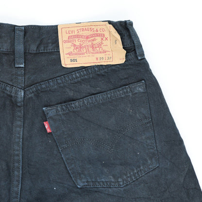 Levi's 501 Black Denim Cut Off Vintage Shorts W29 Cotton 11in Inseam