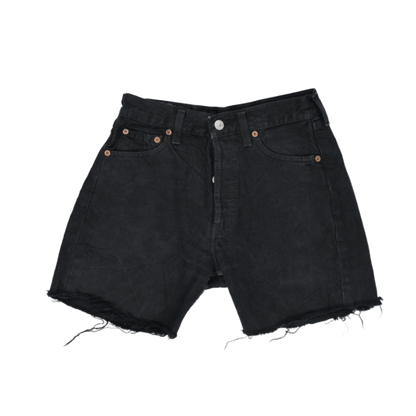 Levi's 501 Black Denim Cut Off Vintage Shorts W29 Cotton 11in Inseam