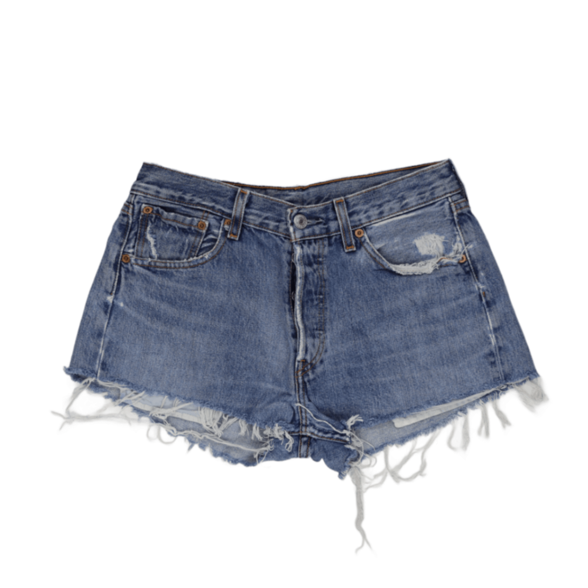 Levi's 501 Vintage Distressed Denim Shorts Blue W34 L24 100% Cotton Womens