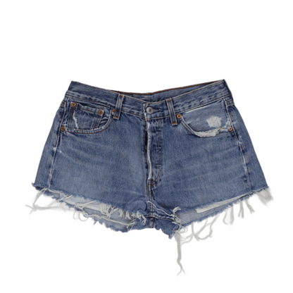 Levi's 501 Vintage Distressed Denim Shorts Blue W34 L24 100% Cotton Womens